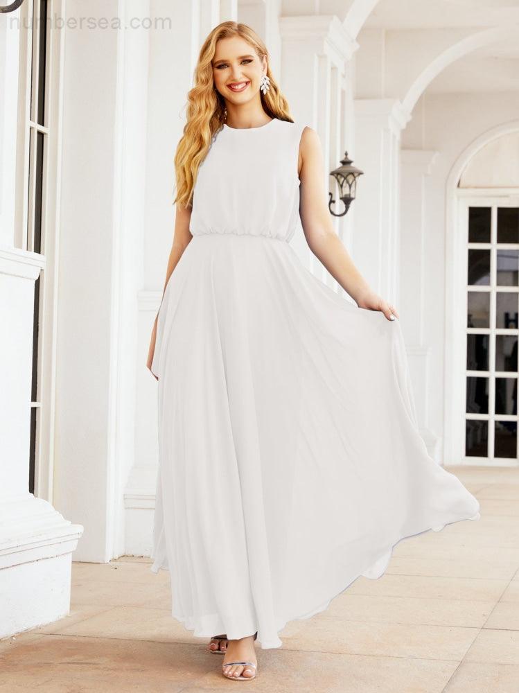 Sleeveless Long Bridesmaid Dress A line Formal Evening Prom Gown 28025
