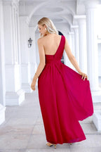 Ladies Chiffon One Shoulder Bridesmaid Evening Dress Wedding Party Evening Dress 28133