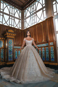 Chic Off The Shoulder Long Sequins Wedding Dress With Slit