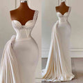 Bmbridal One Shoulder Mermaid Prom Dress Floor Length With Pearls Beading