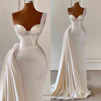 Bmbridal One Shoulder Mermaid Prom Dress Floor Length With Pearls Beading