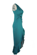 Robe de soirée élégante à une épaule avec fente et volants solides (8 couleurs)
