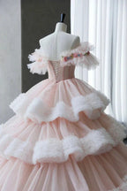 Vestido de Baile com Folhos em Tule Plissado, Camadas, Doce Vestido de Quinze Anos Y7702