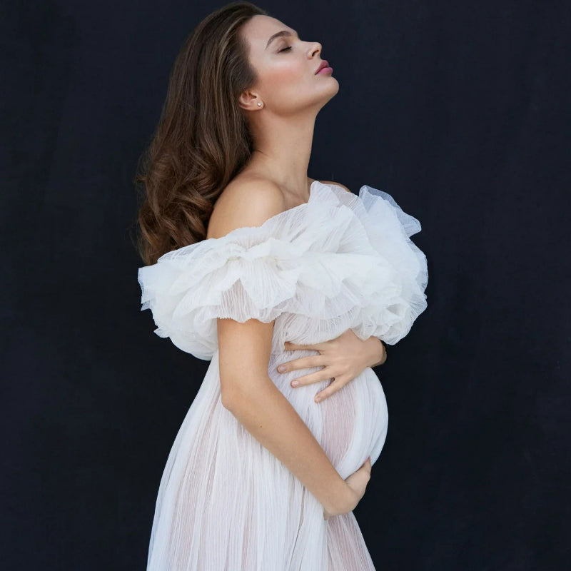 6105#Robe de maternité transparente pour séance photo Tulle grossesse séance photo