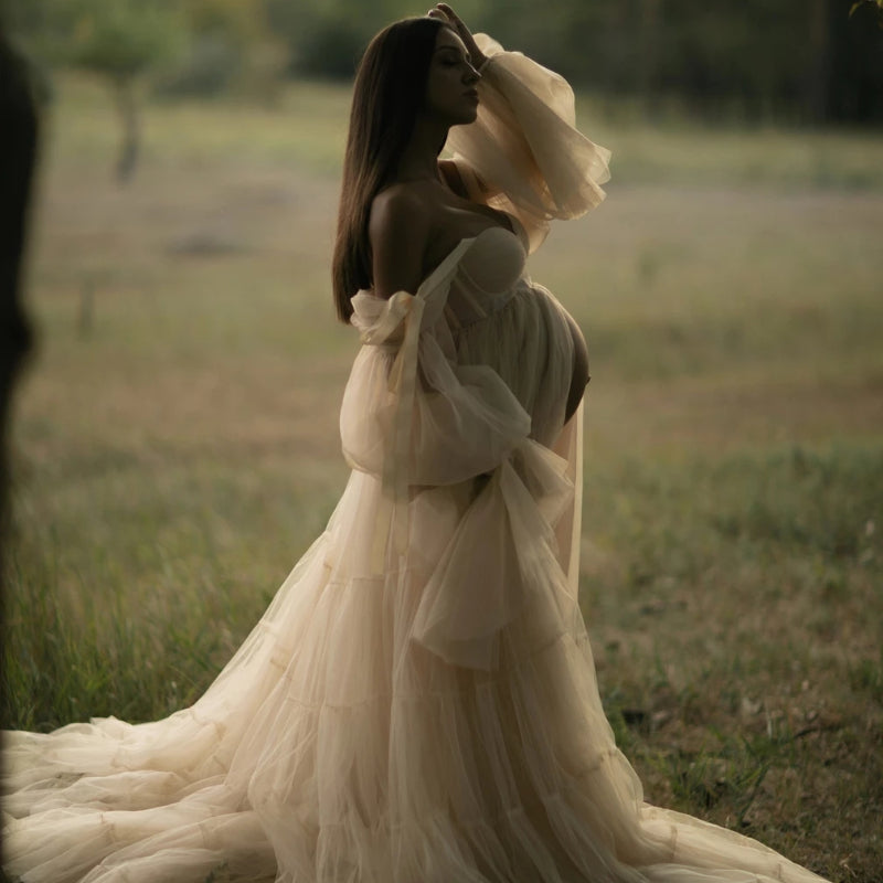 Robe de grossesse en tulle plissé, robe pour séance photo de femme enceinte, robe pour fête prénatale