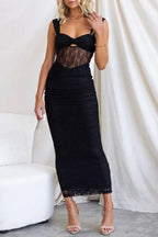 Vestido largo con detalle fruncido de malla Manifesting You 