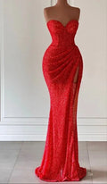 Vestido de Noite Sereia Vermelho com Fenda Alta Y71