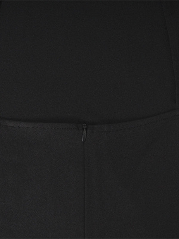 Vestidos de noche midi con mangas largas, espalda ajustada, cruzados, aberturas laterales, borlas y cuello alto 