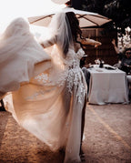 Modern A Line Sweetheart 3D Floral Long Wedding Dress With Lace Tulle