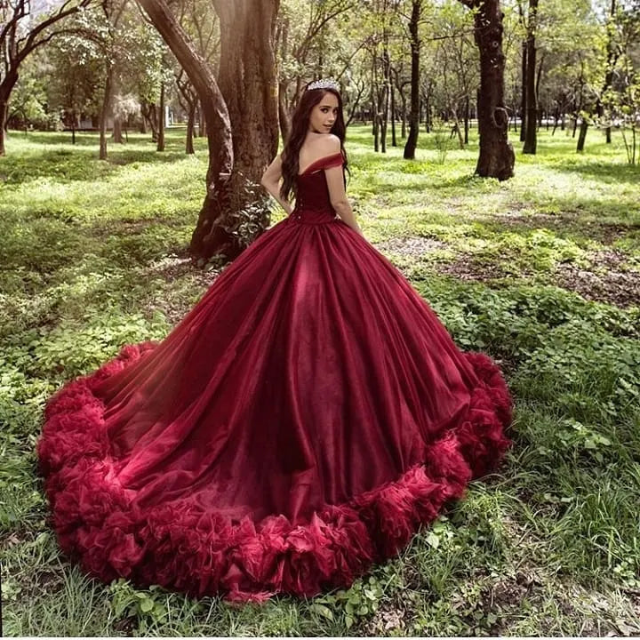 Princess Off The Shoulder Long Tulle Wedding Dress