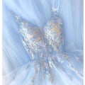 Robes de bal bleu ciel clair, robes de bal à fleurs faites main, robes de soirée bleu ciel clair Y4002