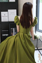 Vestidos largos de raso verde para fiesta Vestidos de noche en línea A Y7097