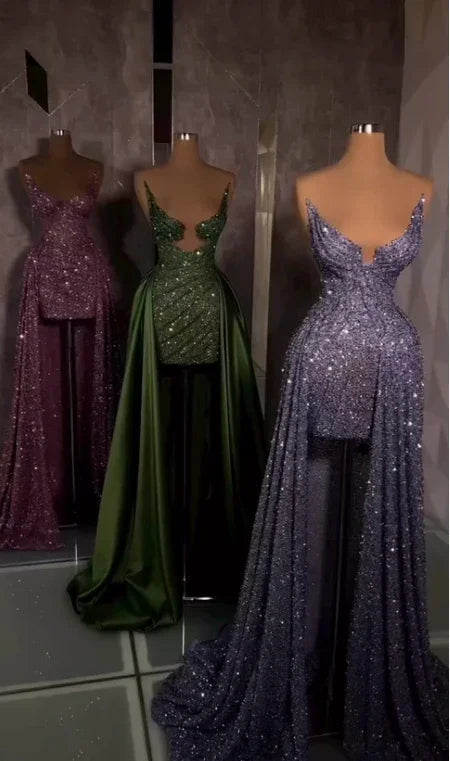 Vestido de Noite Brilhante com Lantejoulas Y8369