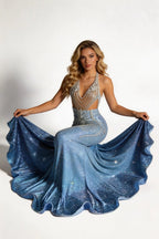 18 birthday outfit evening dress custom made black girl mermaid blue prom gowns Y887 by simplepromdress