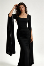 Charming Black Long Sleeves Prom Dress Black Evening Dress Y7089 by simplepromdress