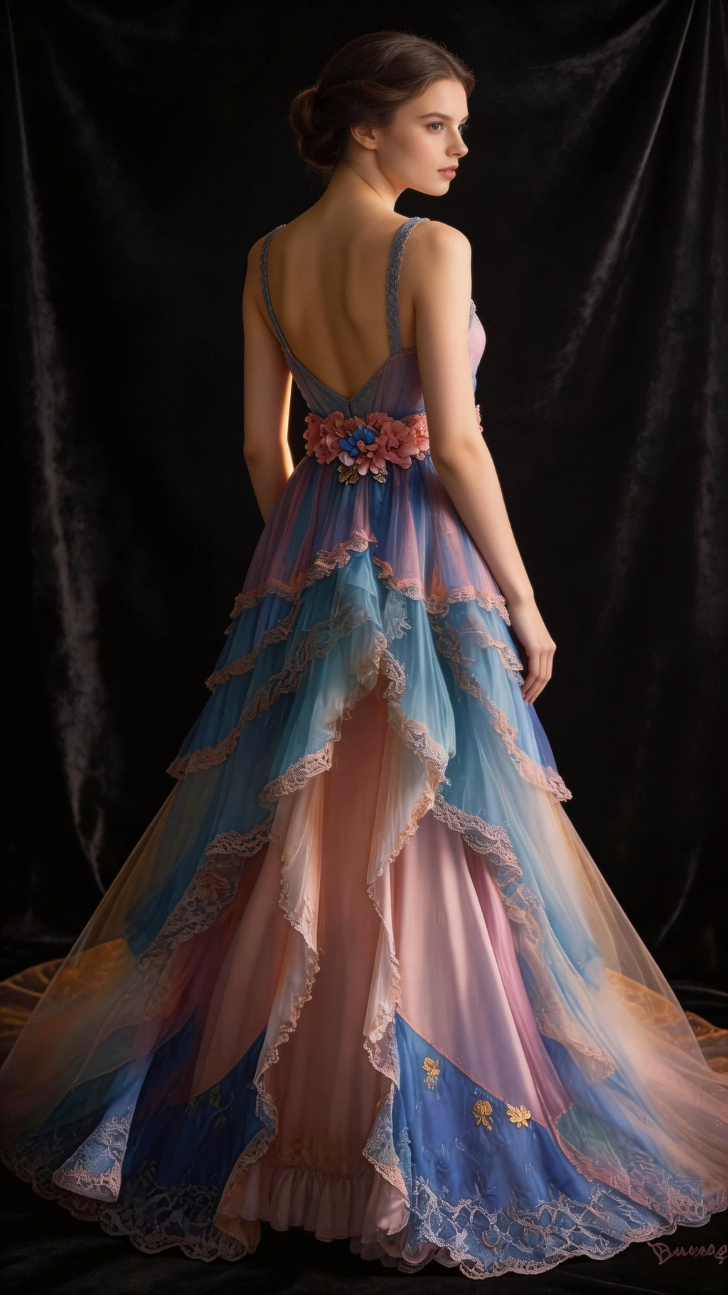 Fairy Colorful Tulle Lace Tiered Ball Gown Long Prom Dress Y7792 by simplepromdress