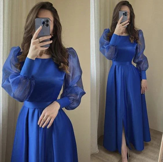 Vestidos de noche azul real Vestidos de gala formales para mujer Y7102