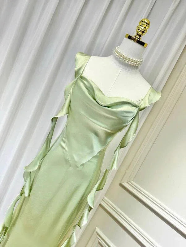 Vestido Elegante de Verão com Folhos, Fita e Costas Descobertas, Sexy para Mulher, Vestido de Noite Justo e Franzido, Y7390