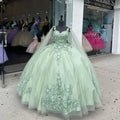 Vestidos Verde Menta para Quinceanera com Flores 3D Vestido de Baile Concurso Festa Doce 15 Anos Y4481