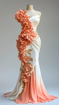 Appliques de fleurs de pivoine jolies Robe de bal en mousseline Robe longue de soirée sirène Y8565