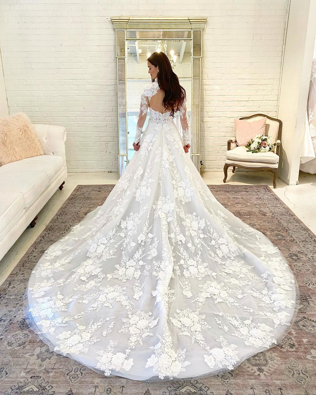 Vintage Open Back Long A Line High Neck Wedding Dress With Lace Sleeves