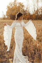 Glamorous Mermaid Wedding Dress With Lace Long Sleeves Floor Length