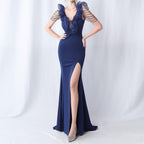 Schwerindustrie Organza Hochzeitsessen Jahrestreffen Satin Abendkleid 