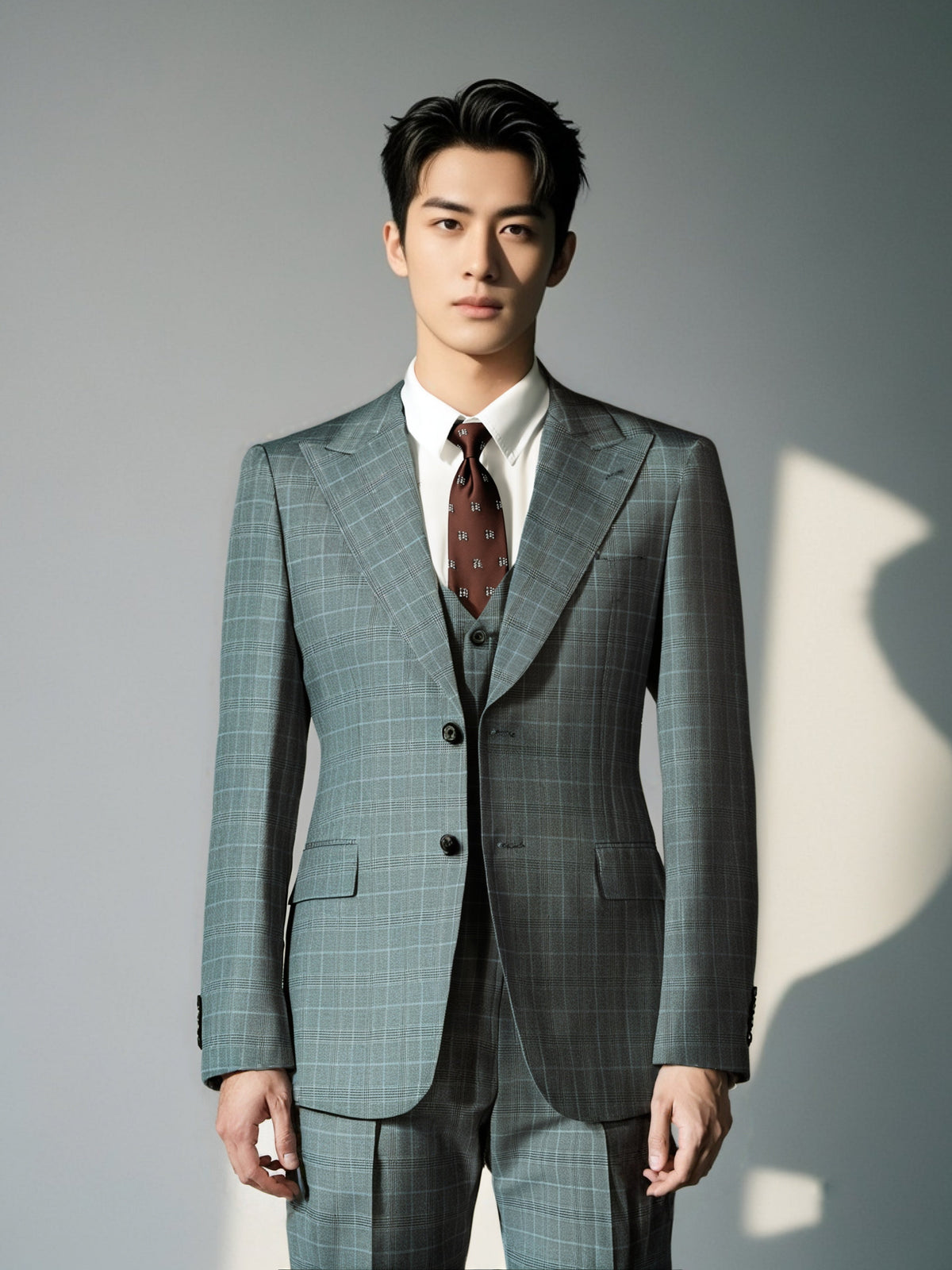 Diberon Men Three-Piece Slim Fit Wedding Suit Groom Groomsman