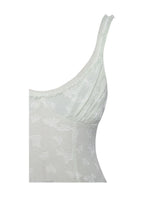 Vestido Maxi Ulissa Verde Claro com Decote Quadrado, Textura Jacquard e Fenda Alta