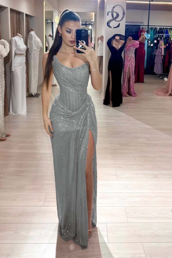 Custom Color Strapless Mermaid Long Prom Dress With High Slit