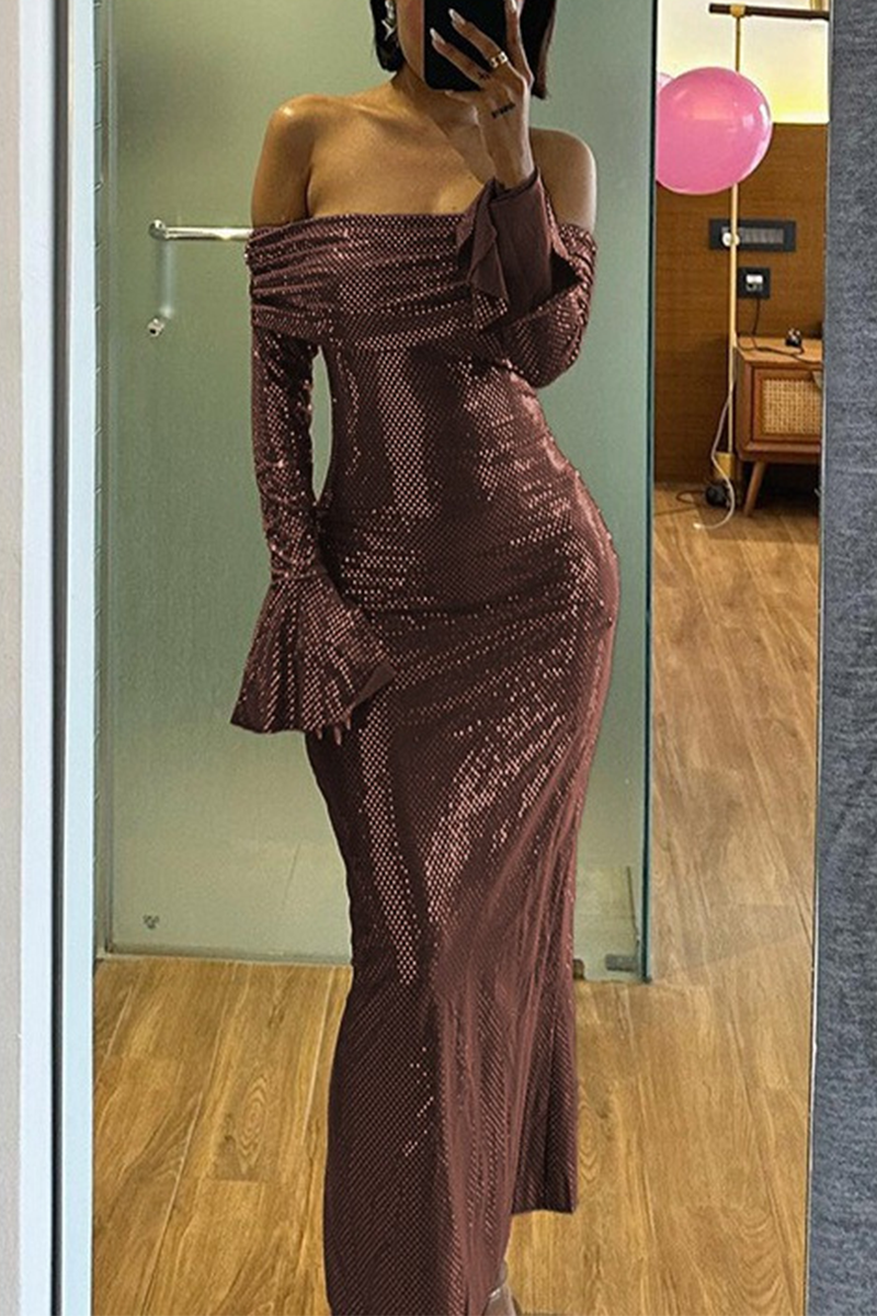 Sexy Party-Abendkleider mit Pailletten und schulterfreiem Schnitt (3 Farben) 