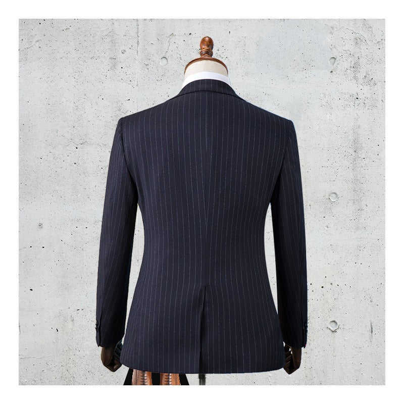 Striped Mens Suit For Business Formal Wedding Groom Groomsman Jacket