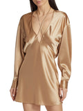 Zartes Minikleid aus Tela-Satin mit tiefem V-Ausschnitt und Riemchen 