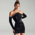 Vestido de Gala Elegante com Bordado de Borboleta e Corrente de Cristais