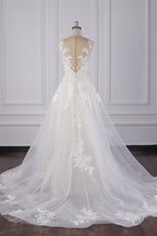 BMbridal Jewel Tulle Lace Mermaid Wedding Dress With Appliques Sleeveless