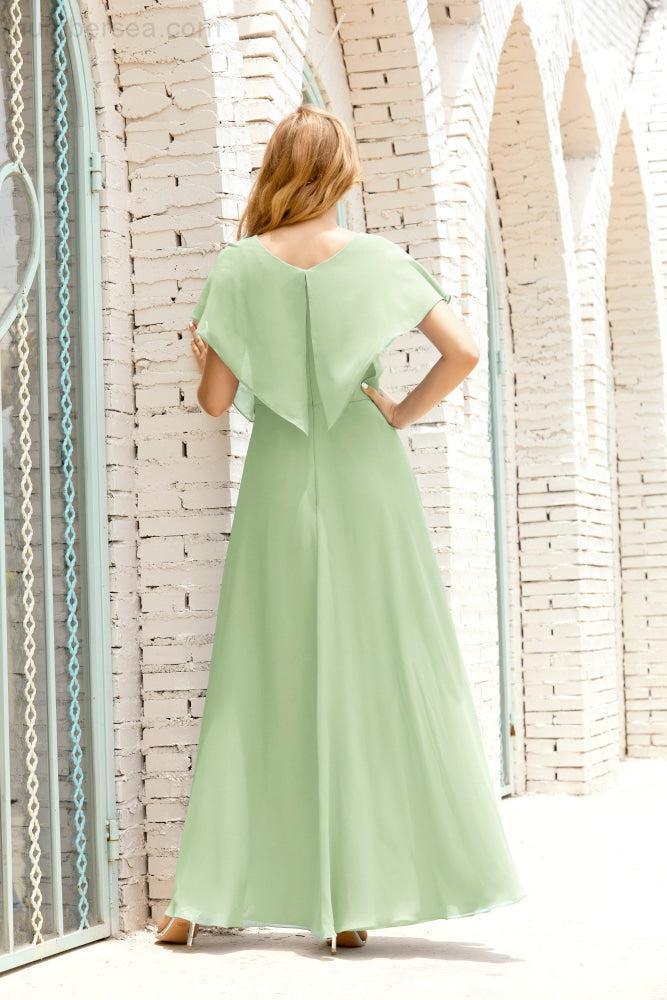 Mother of The Bride Dresses Plus Size V-Neck Floor Length Formal Prom Dress for Wedding Guest 28020