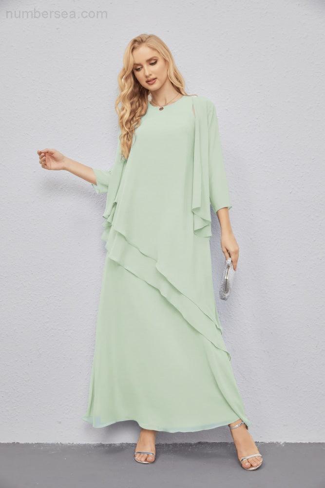 Abito da Sposa Madre con Cardigan Leggero Aperto Davanti Abito da Cerimonia Elegante 28081