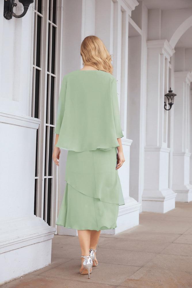 Vestido de fiesta formal de dos piezas en línea A para madre de la novia Numbersea 28072