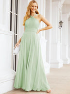 Crisscross Halter Bridesmaid Dresses for Party Wedding Evening Prom Maxi Ball Gowns 28053