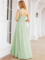 One Shoulder Bridesmaid Dresses Long Maxi Formal Evening Party Prom Gowns 28061