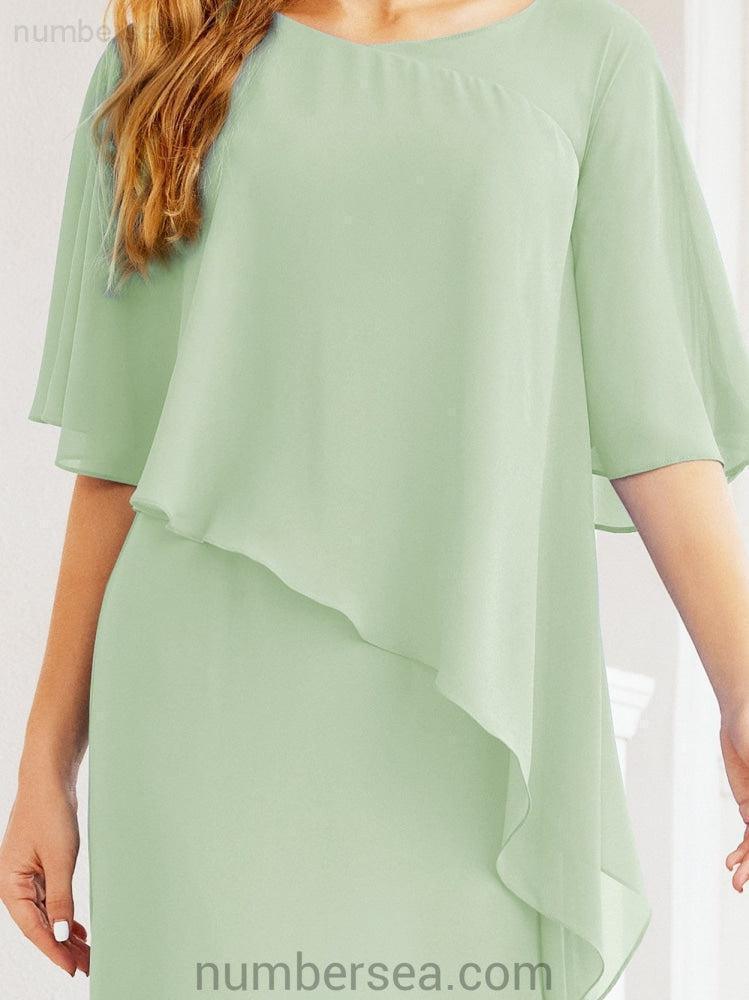 Numbersea Festliches Abendkleid Lang Mutter der Braut Kleid mit Rüschencape 28026
