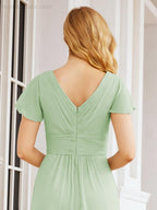 Vestidos de Baile Formais Numbersea para Mãe da Noiva com Mangas de Renda Vestido de Dama de Honra 28047