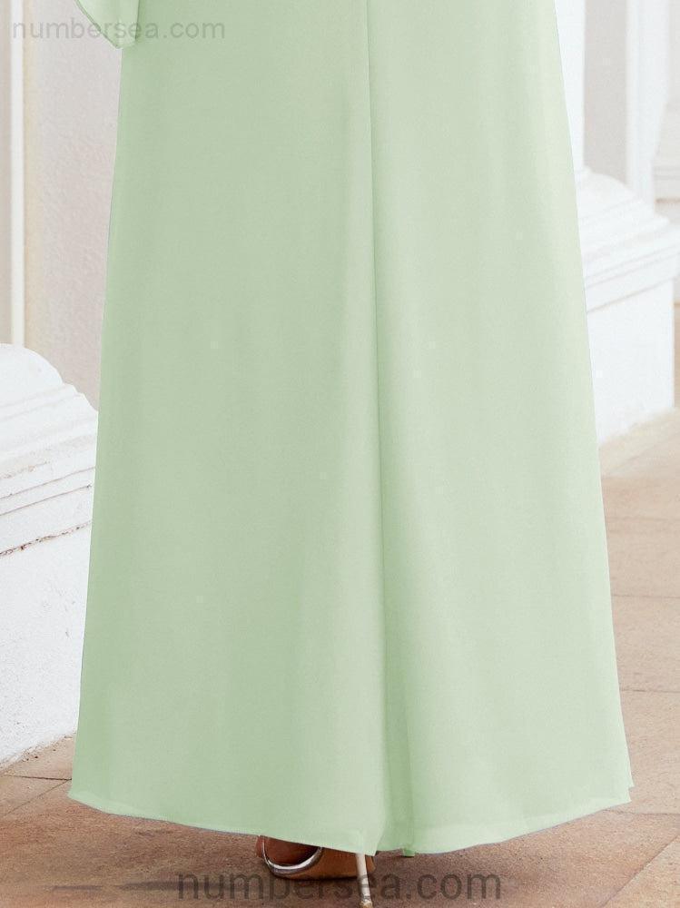 Numbersea Festliches Abendkleid Lang Mutter der Braut Kleid mit Rüschencape 28026