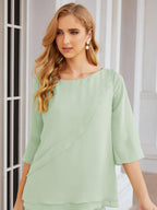 Numbersea Elegantes 2-teiliges Kleid für die Brautmutter Große Größen Hosenanzug mit Rüschenschichten Silberner Hausmantel 28064