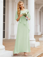 Numbersea Festliches Abendkleid Lang Mutter der Braut Kleid mit Rüschencape 28026