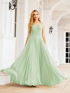 Halter Chiffon Bridesmaid Dresses Wedding Appare Sleeveless Formal Prom Dress with Ruffled Back 28035