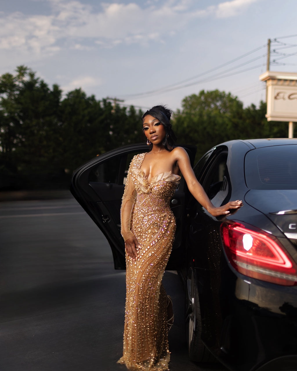 2026 Golden Hour Beaded Prom Dress Opulent Nude Gold Sequin Gown One Shoulder