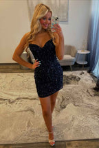 Sparkly Gold Mermaid Sequins Sweetheart Long Corset Prom Dress with Slit