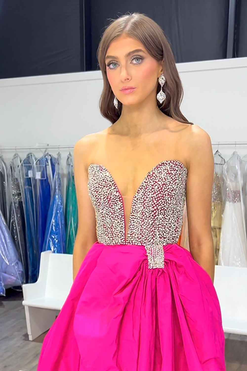 Sparkly White Sweetheart Ball Gown Beaded Long Corset Pageant Dress with Bow