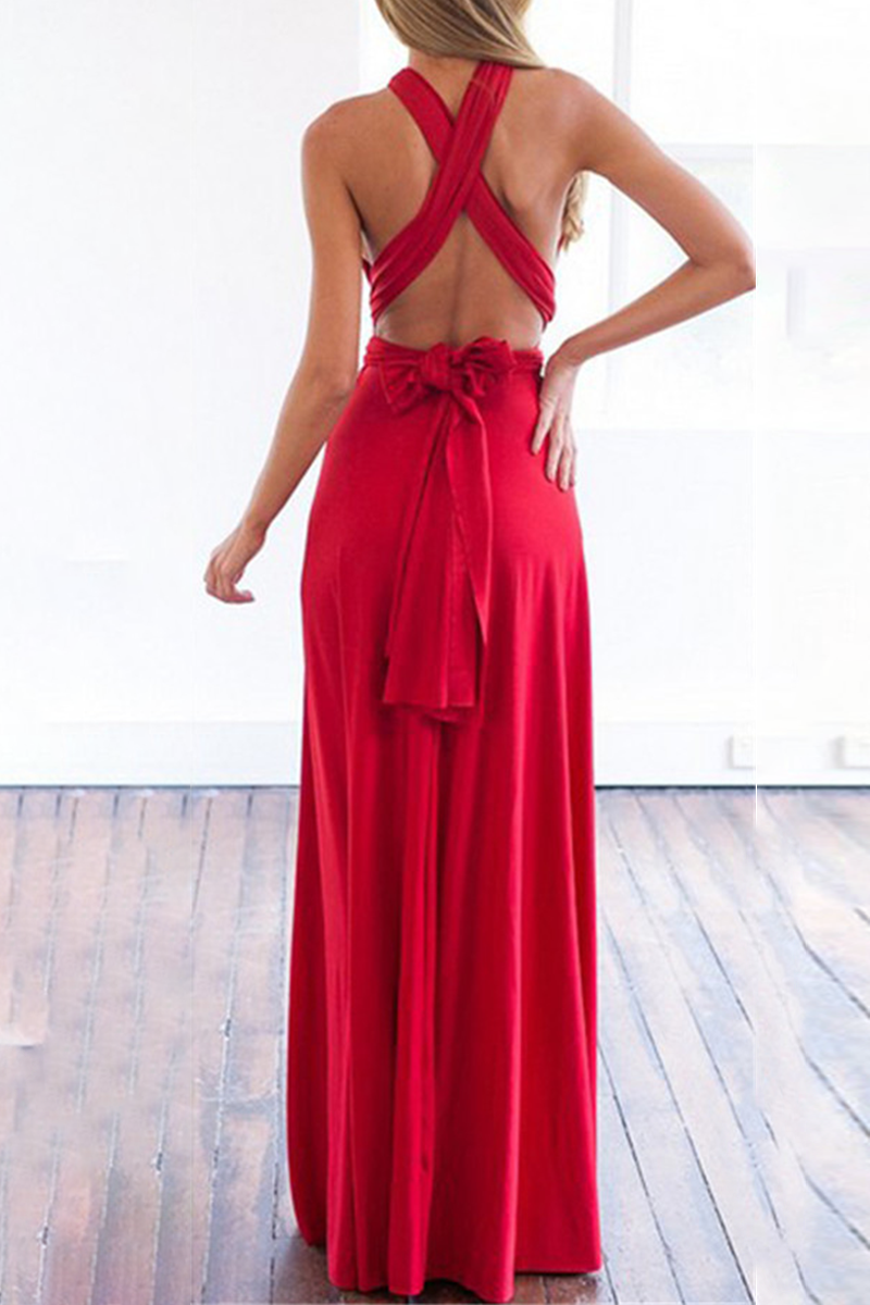 Vestidos elegantes de vestido de noite com alça sólida sem costas (20 cores)
